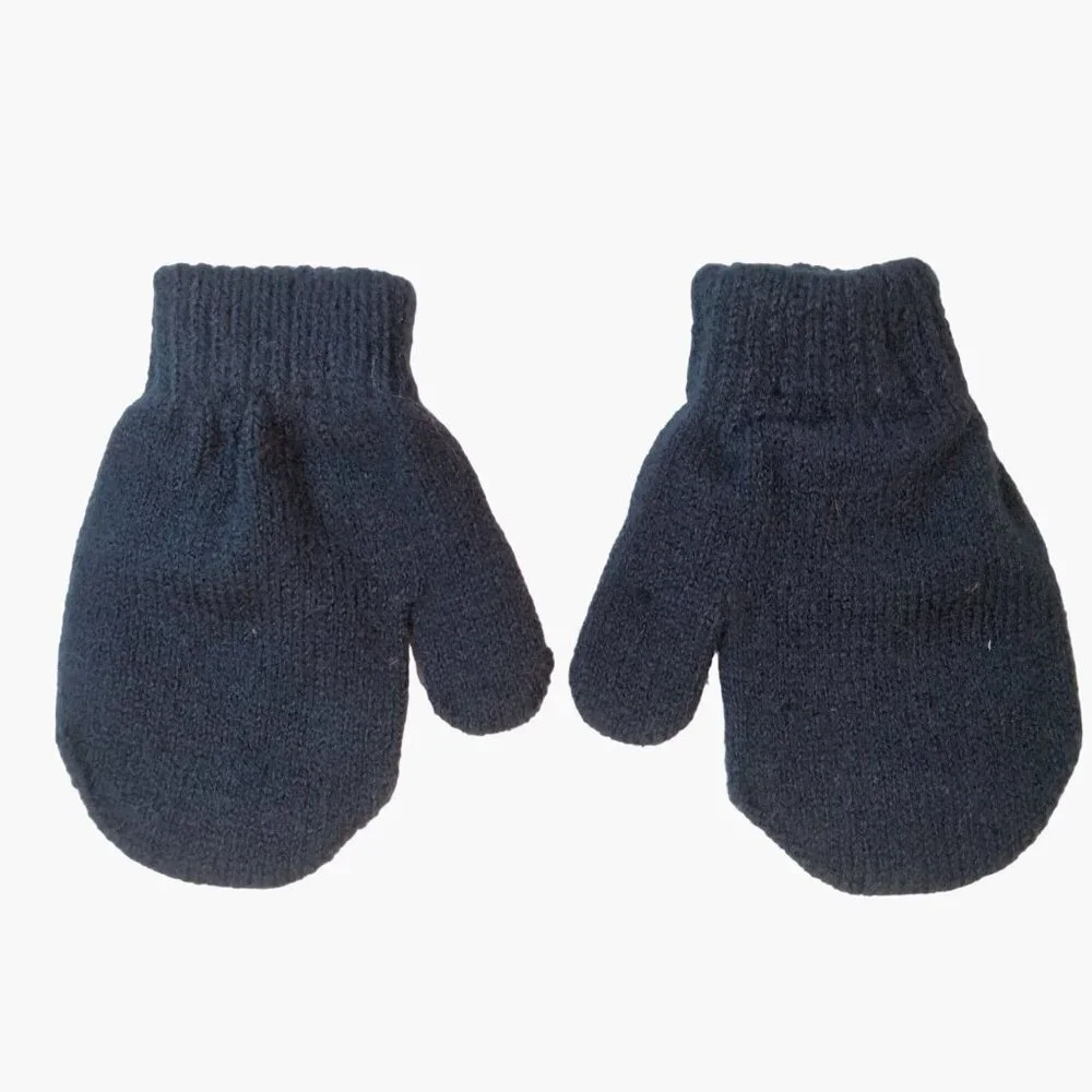 Infant Knit Fleece Mittens Blue Lot 2 Pair